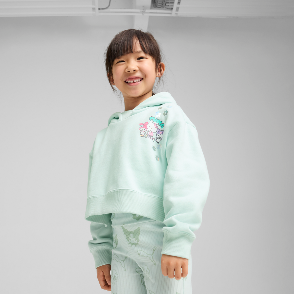 Hello Kitty and Friends x PUMA Kids Relaxed Cropped Graphic Hoodie (Peaceful Blue)