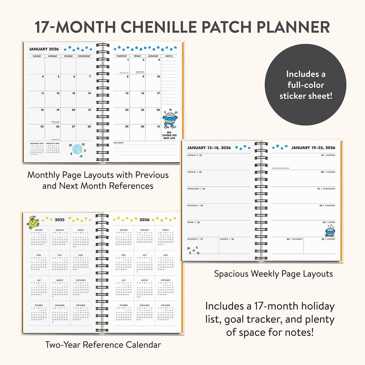 Mr. Positive x Studio Oh! 2026 Thinking Chenille Patch Planner