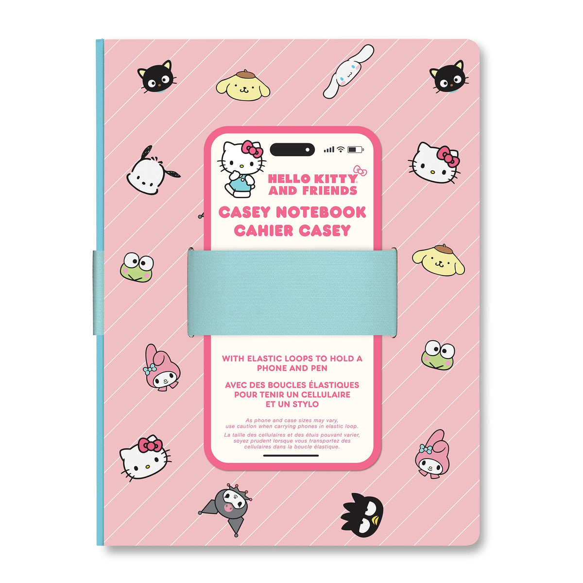 Hello Kitty and Friends x Studio Oh! Pink Pinstripe Casey Notebook with Phone Loop