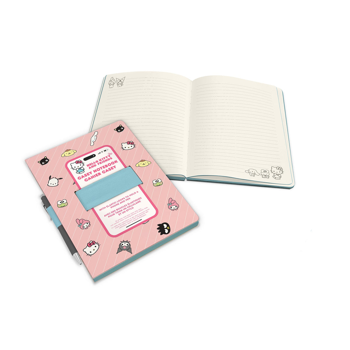 Hello Kitty and Friends x Studio Oh! Pink Pinstripe Casey Notebook with Phone Loop