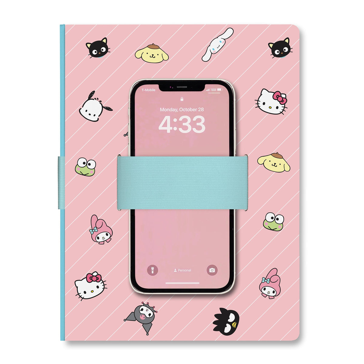 Hello Kitty and Friends x Studio Oh! Pink Pinstripe Casey Notebook with Phone Loop