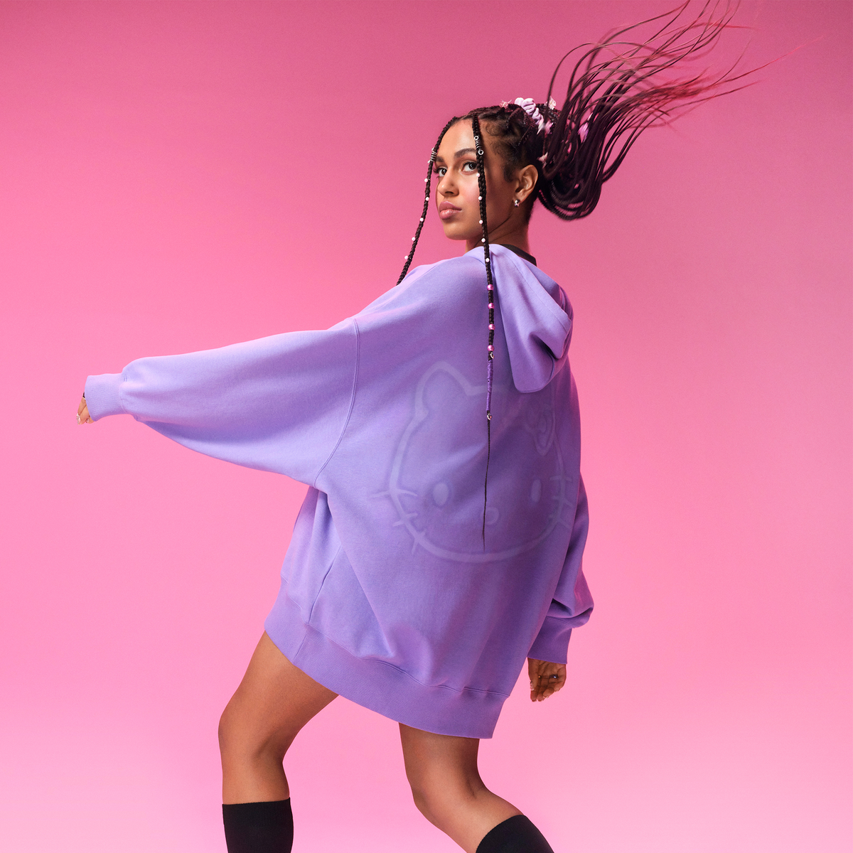 Hello Kitty x PUMA Graphic Oversized Hoodie (Lavender Alert)