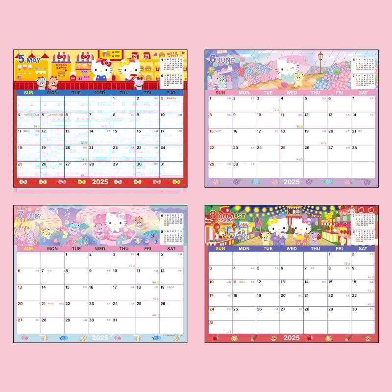 Hello Kitty 2025 Monthly Sheet Calendar