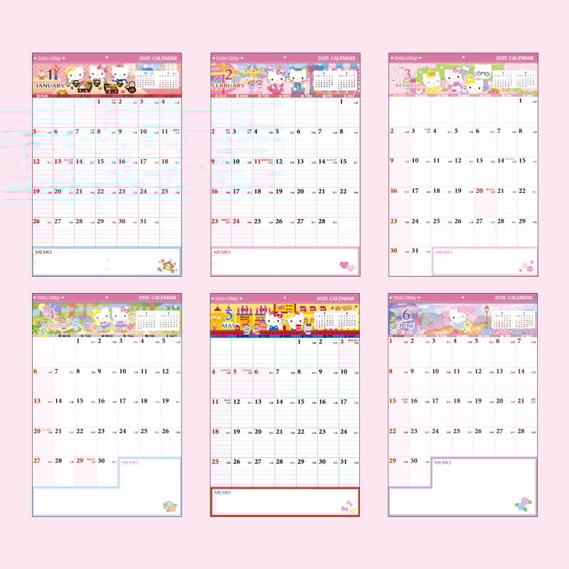 Hello Kitty 2025 Wall Hanging Calendar &amp; Memo Pad