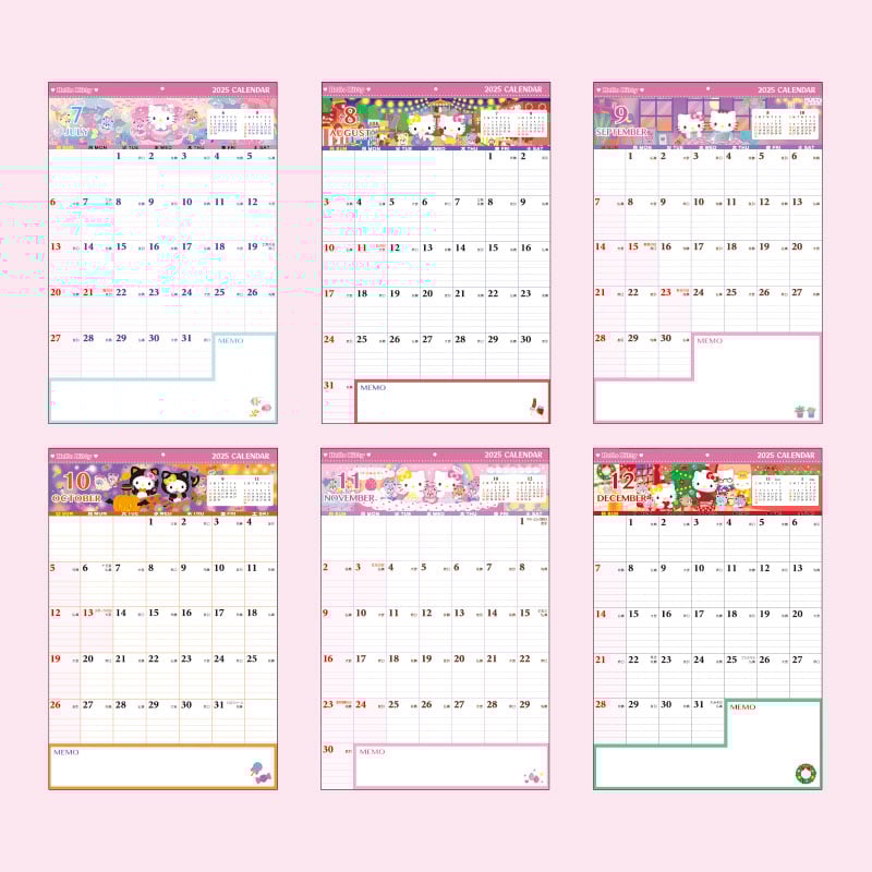 Hello Kitty 2025 Wall Hanging Calendar &amp; Memo Pad