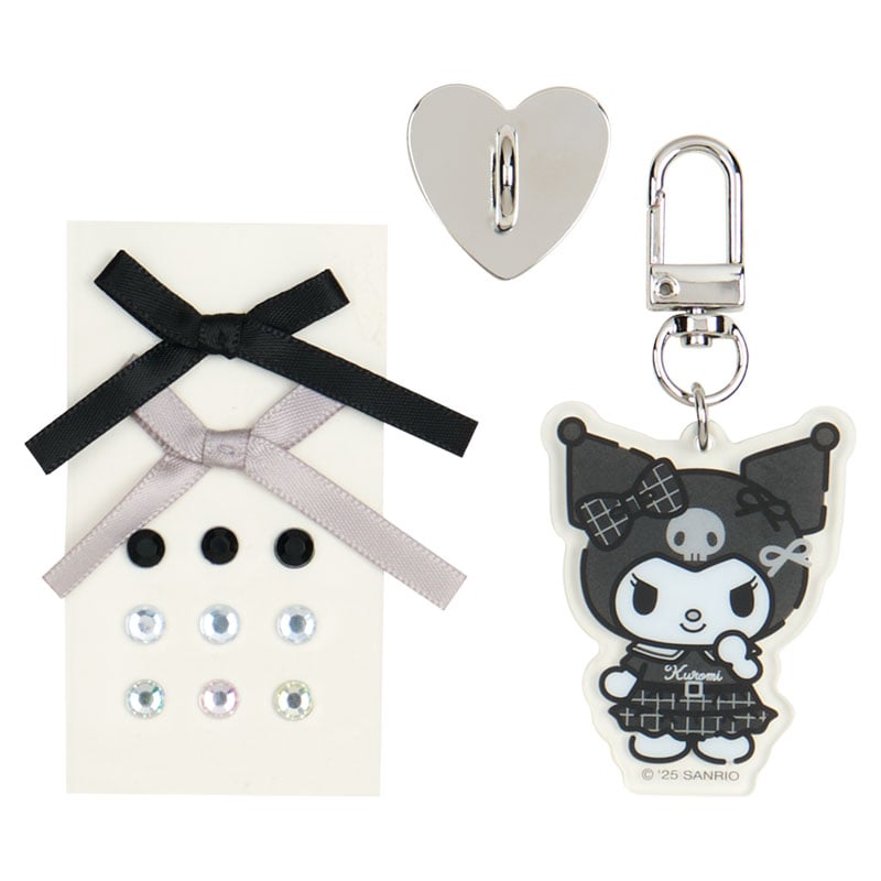 Kuromi Smartphone Charm Set (Silver Houndstooth Series)