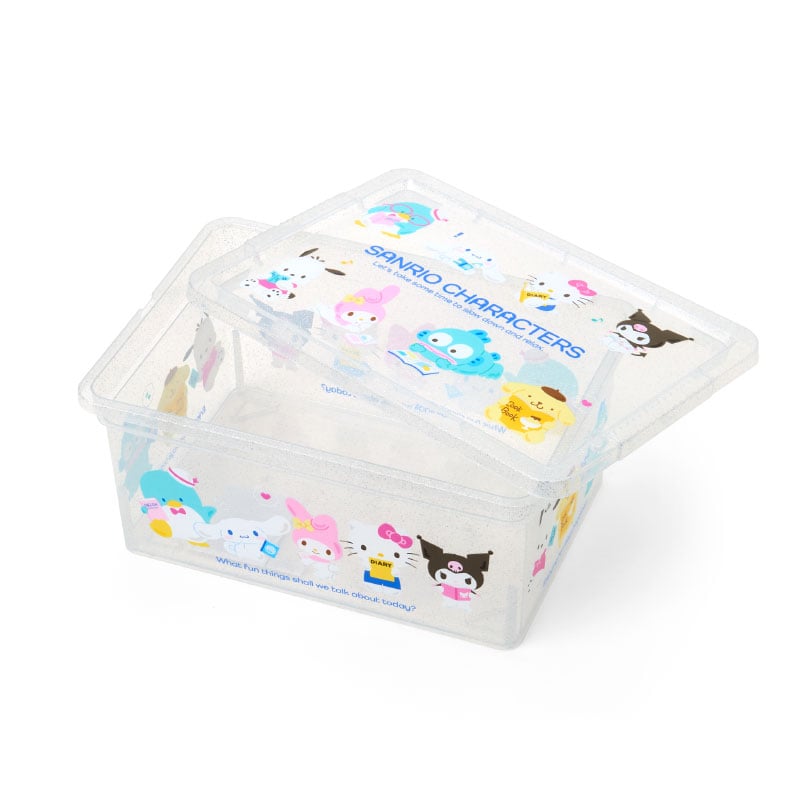 Sanrio Characters Clear Glitter Storage Bin (S)
